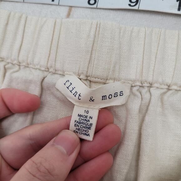 Flint and Moss linen high rise wide leg cream pants lagenlook - Picture 7 of 10